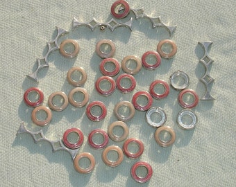 Pink Round Metal Slider Beads - Jewelry Making Supply - 35 pcs