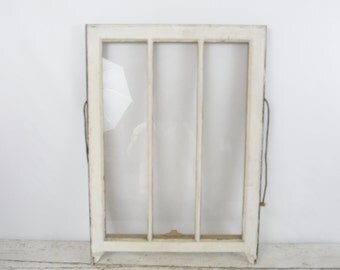 Vintage Wood Architectural Salvage Wood Window Chippy Paint Window