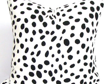 Black PILLOW.24x24 inch Pillow Cover.Decorative Pillows.Black Euro Sham.Black Pillow.Black Pillow. Black Cushion.Dalmation.Animal Print.Cm