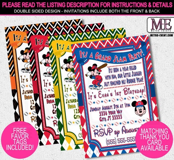 Mickey Mouse Baseball Invitations Il_570xn