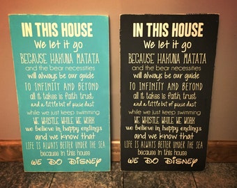 In this house we do Disney sign - Disney sign, in this house sign