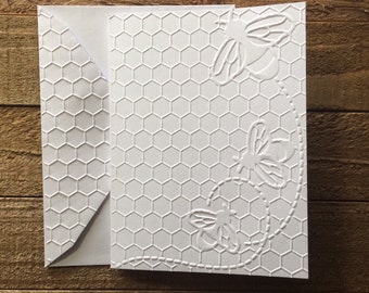 Honeycomb with Bee Cards, Embossed Note Card Set, Honeycomb Cards, Bee Cards, Greeting Cards, Stationery Set, Beehive Card Set