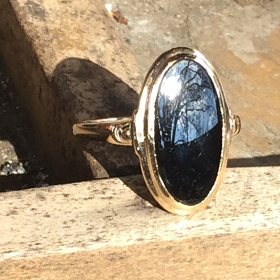 Vintage (1960s) Black Onyx & Diamond Ring, it's a looong piece of