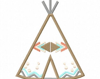 Tribal Teepee Applique Embroidery Design - Instant Download