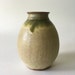 Small Ceramic Tan and Green Vase, handmade on the wheel