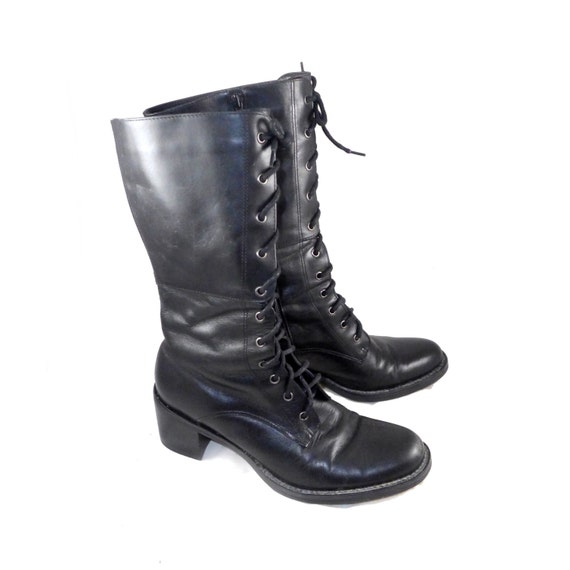 Black Leather Granny Boots 68