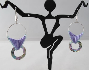 Crystal Cosmic Rings on Butterfly Woven Bails and Fish Hook Ear Wires