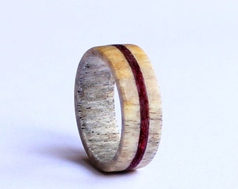 deer antler ring wedding ring with purple wood inlay deer antler wedding band - Deer Antler Wedding Rings deer antler ring wedding ring with purple wood inlay deer antler wedding band - Deer Antler Wedding Rings