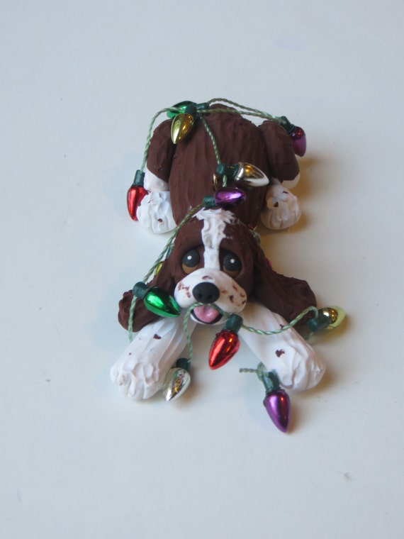 English Springer Spaniel Dog Christmas Ornament Polymer Clay