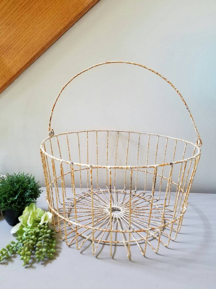 Large Metal Egg Basket Flower Baskets Egg Basket farmhouse