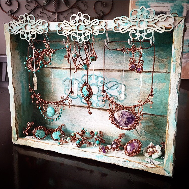 Jewelry Display Wall Hanging Hand Painted by AniaPerroneDesign