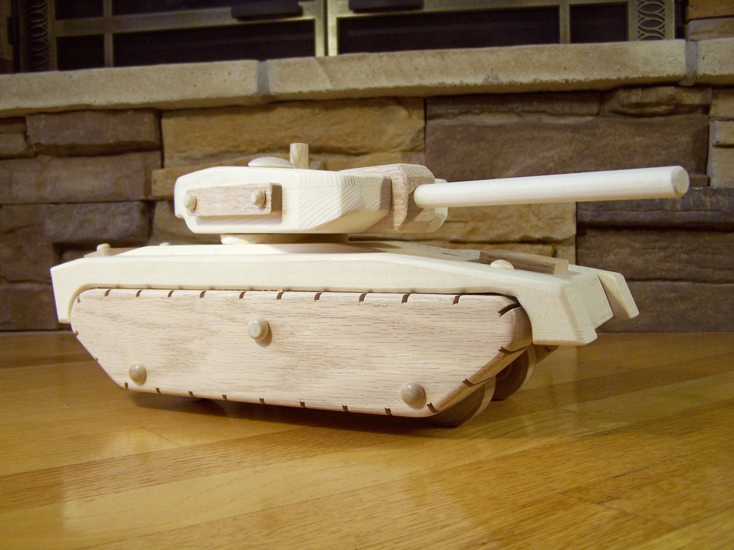 Handmade Wooden Army Tank Toy