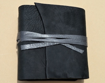 Small Handmade Leather Bound Journal Black Diary Drawing Pocket Notebook (562B)
