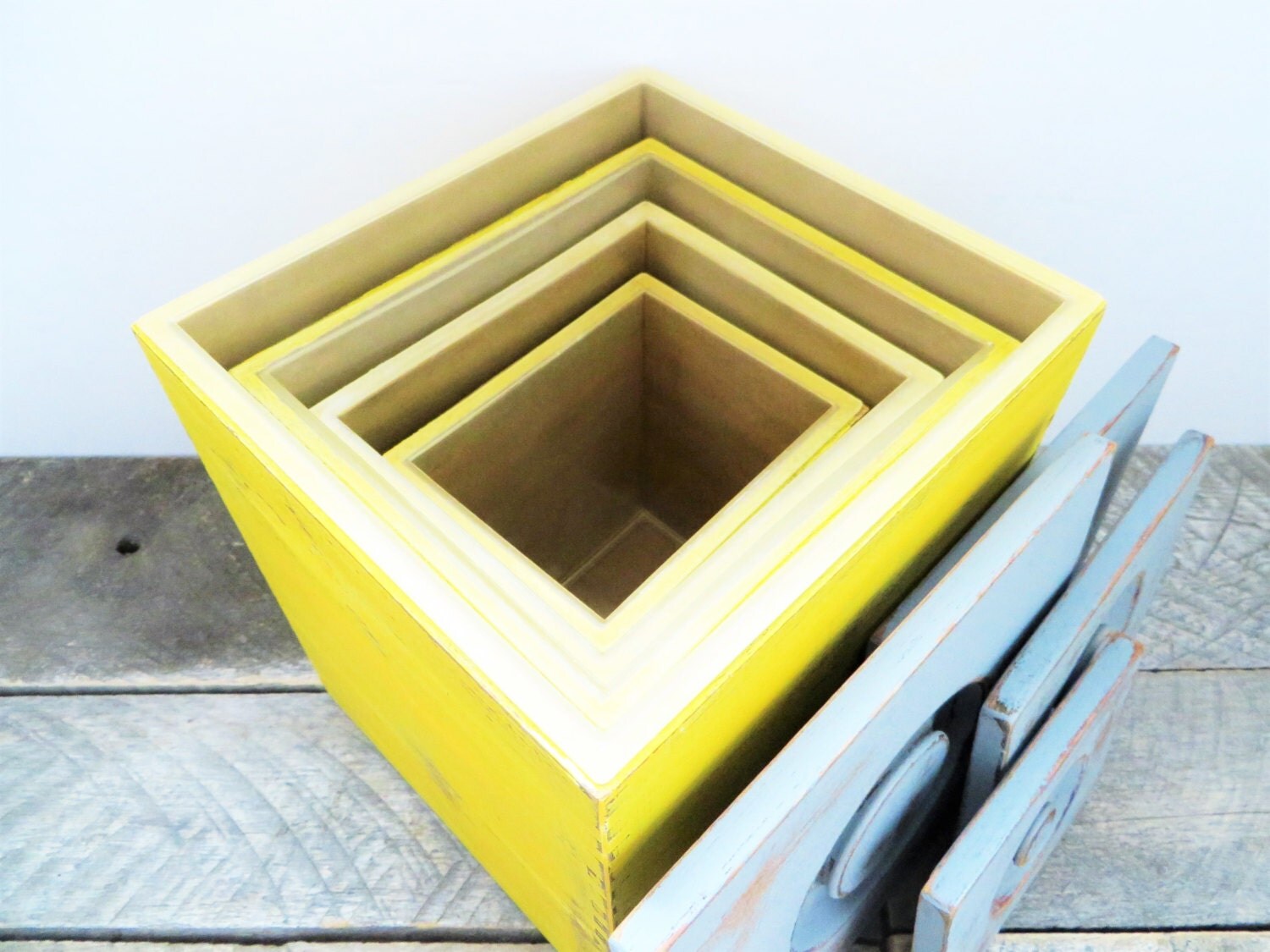Storage Boxes Mustard Yellow Grey Modern Farmhouse Kitchen