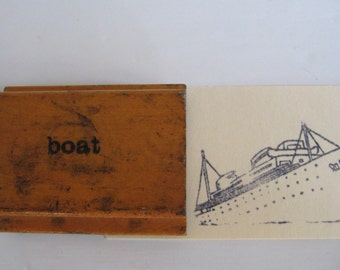 vintage wood image stamp - boat - ship - rubber image stamp - art supply - ink pad - art - print - school supply - art supply - collection