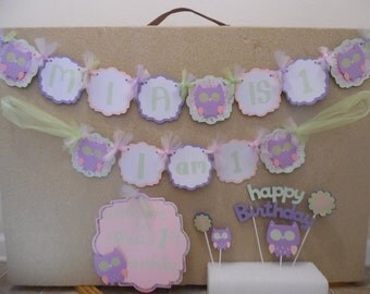 Girls 1st Birthday Package - Girls Owl 1st Birthday Package-Owl Birthday-