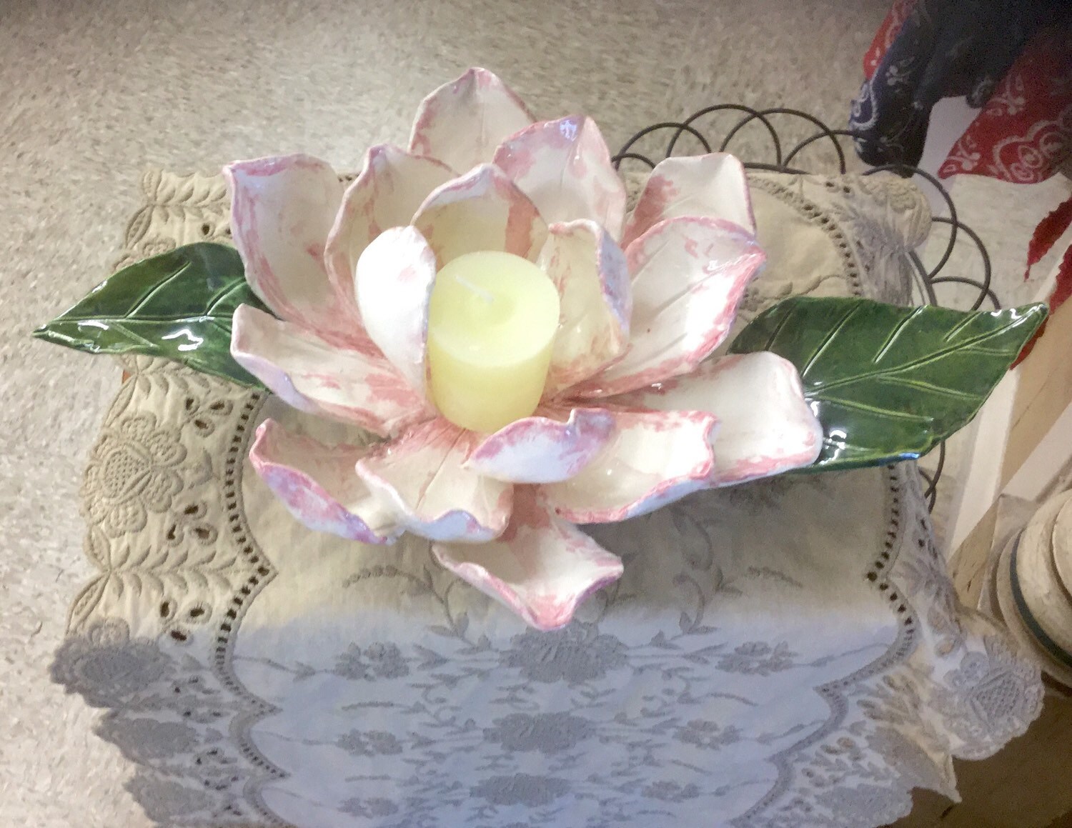 Handmade Ceramic Flower Candle Holder Handmade Pottery