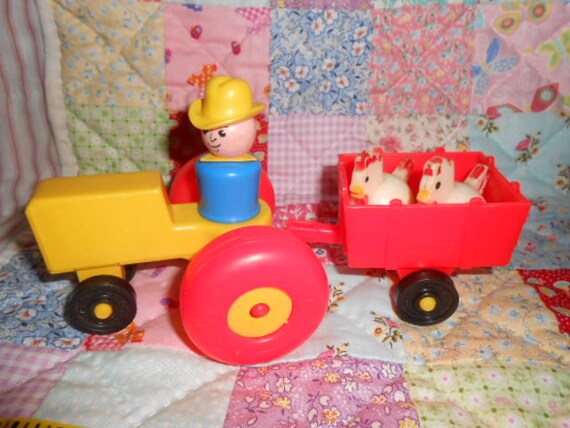 Fisher Price Little People Tractor with Wagon Farmer Two