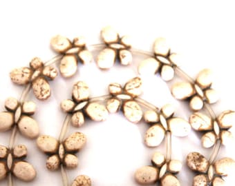 White Magnesite Butterfly Beads