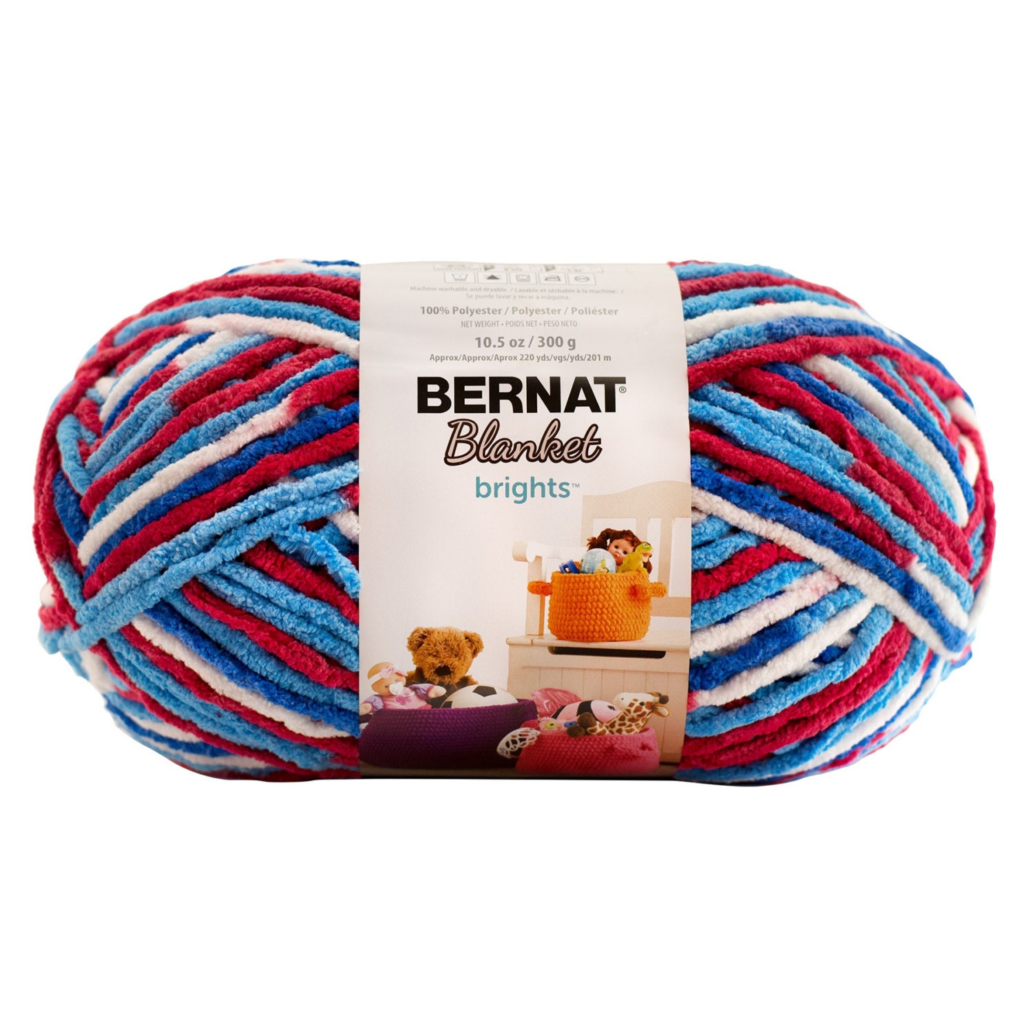 Bernat Blanket Brights Yarn Red White And Boom Variegated Large