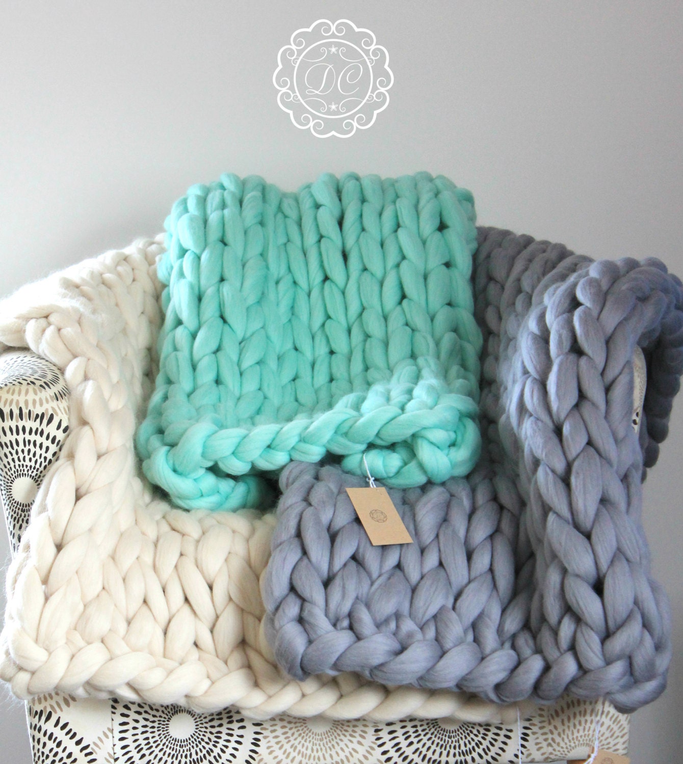 LAP BLANKETS Extra fine chunky yarn blanket by DressedinColors