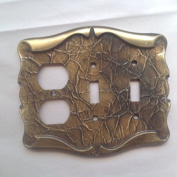 Vintage Electrical Outlet Switch Combo Cover 70s Decorative