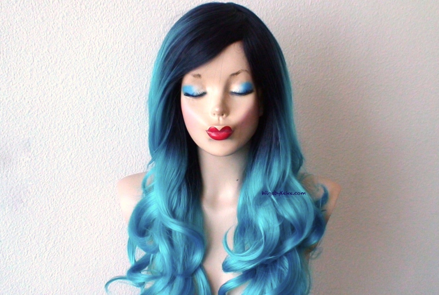 Long Hair Blue Wig - wide 6