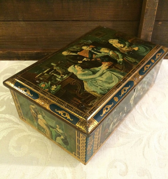 Antique Tin Trinket Box Dutch Master Paintings by tinprincess