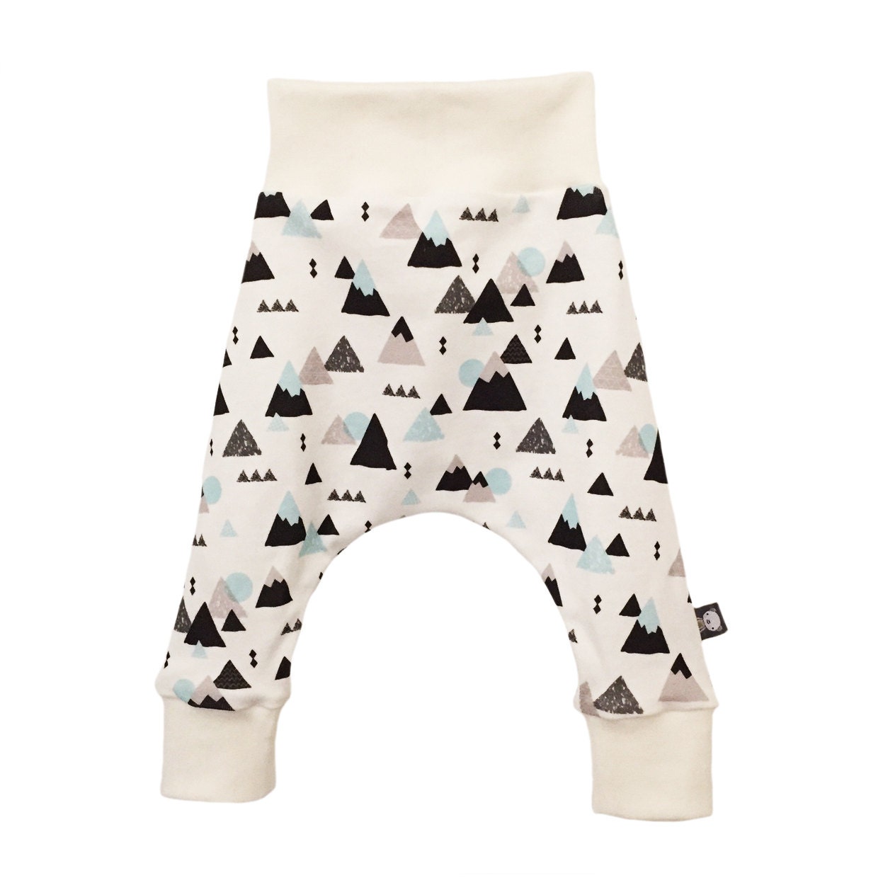 Organic Baby HAREM PANTS Relaxed MOUNTAINS on OffWhite