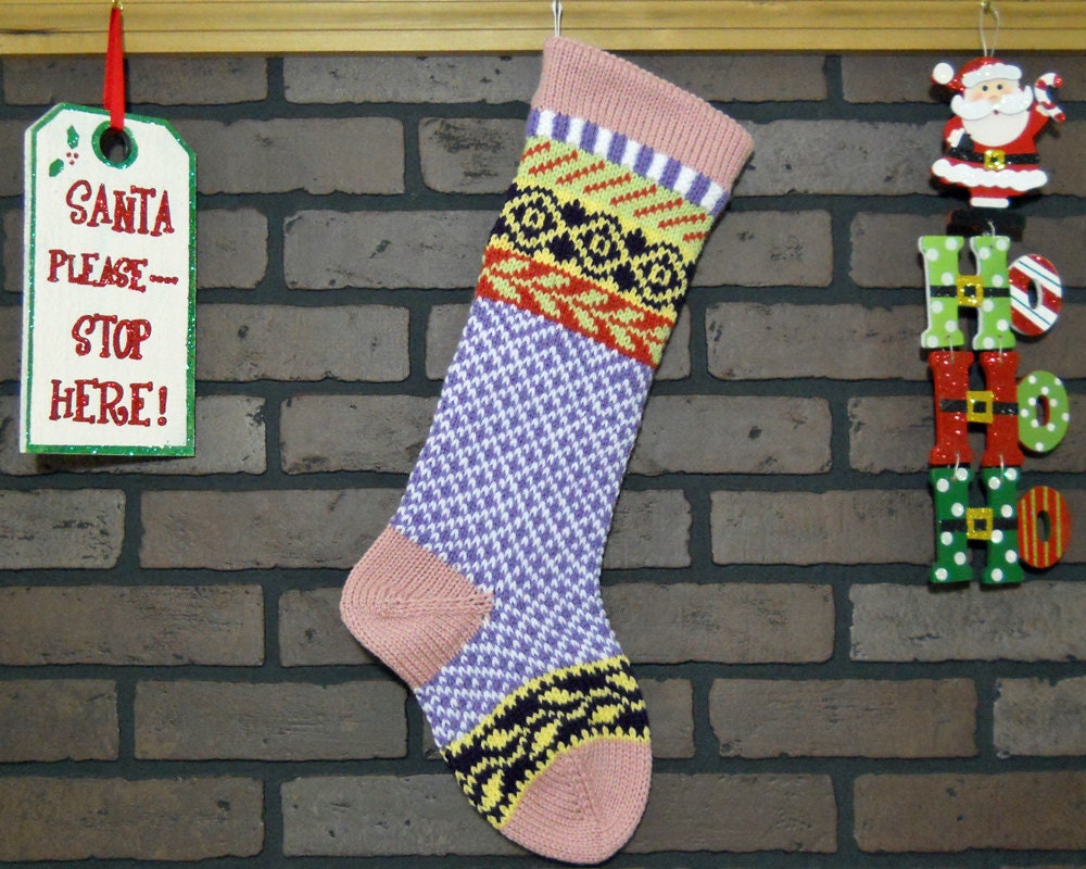 Christmas Stocking Hand Knit Fair Isle Christmas stocking
