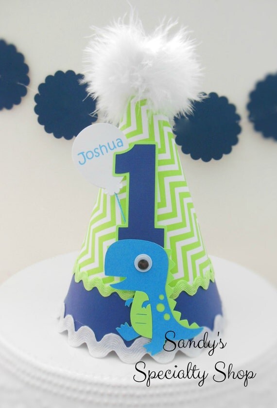 Lil' Dinosaur T-Rex Birthday Party Hat Personalized