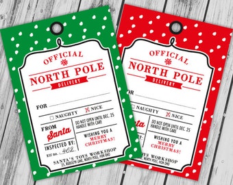 Christmas Gift Tags, Christmas Printables, Christmas Labels, Gift Label, Special Delivery From North Pole, From Santa - INSTANT DOWNLOAD