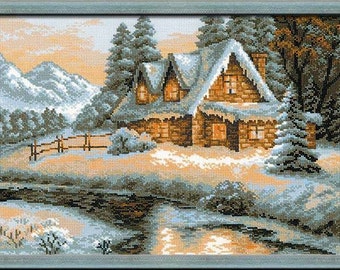Cross Stitch KIT 1080 "Winter View" - by RIOLIS (Counted cross stitching, Sewing & Needlecraft, Embroidery pattern) PREMIUM Quality!