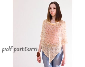 PATTERN boho poncho by ToBeStudio Cotton poncho Knitted summer poncho Hand knit poncho Women poncho Knitting pattern poncho PATTERN