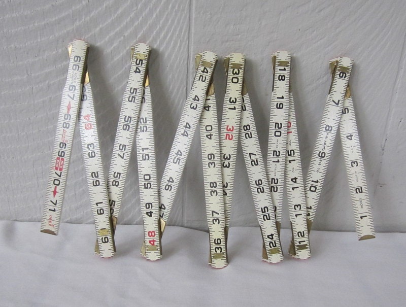 Vintage Wooden Folding Yardstick Tape Measure, 72 Inches Lufkin 066F