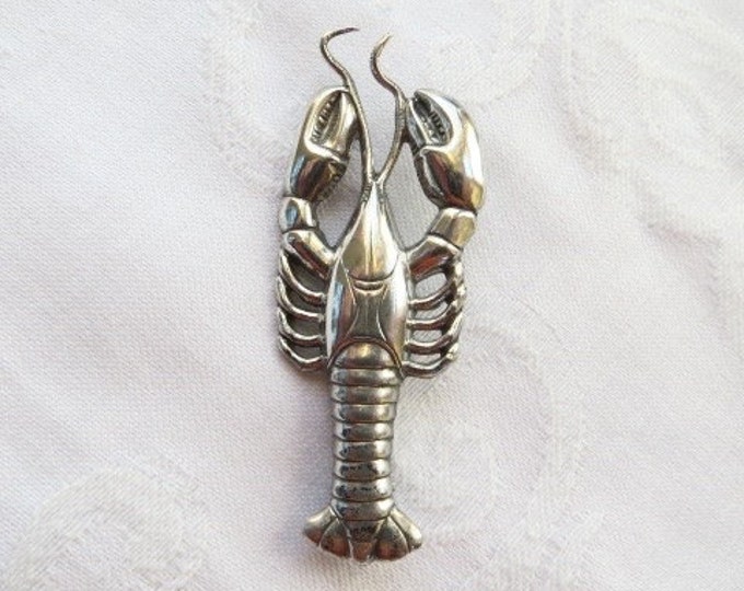 Vintage Sterling Lobster Brooch Sterling Silver Lobster Pin Under the Sea Jewelry