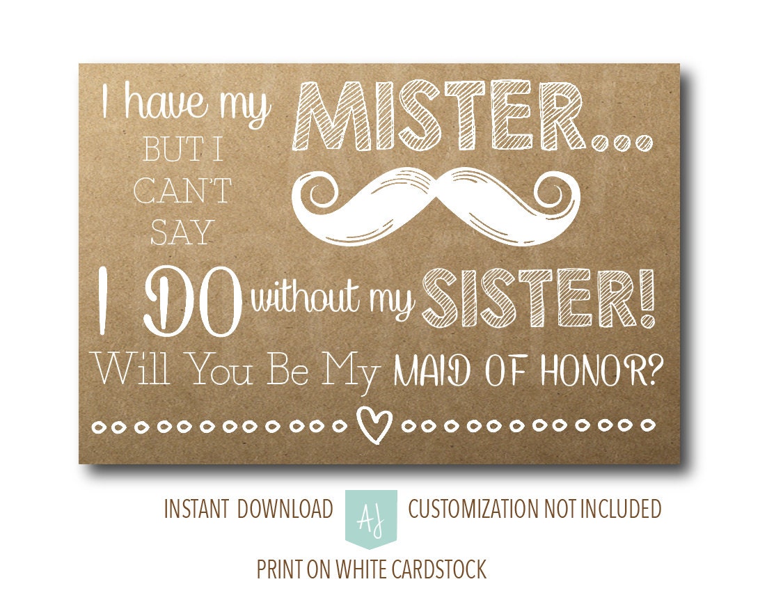 Bridesmaid Ask Card for the Sister Will You Be My Maid of