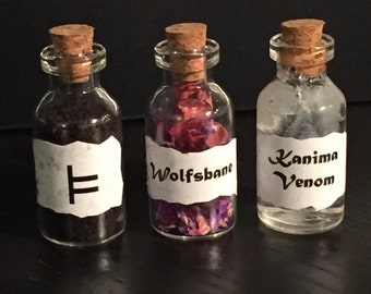 Teen Wolf Mountain Ash, Wolfsbane, Kanima Venom Vial Collectible Gift Vial Set