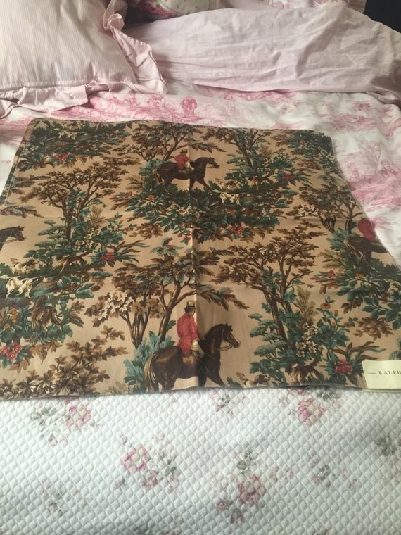 English Country horse hunting fox scene fabric by Ralph
