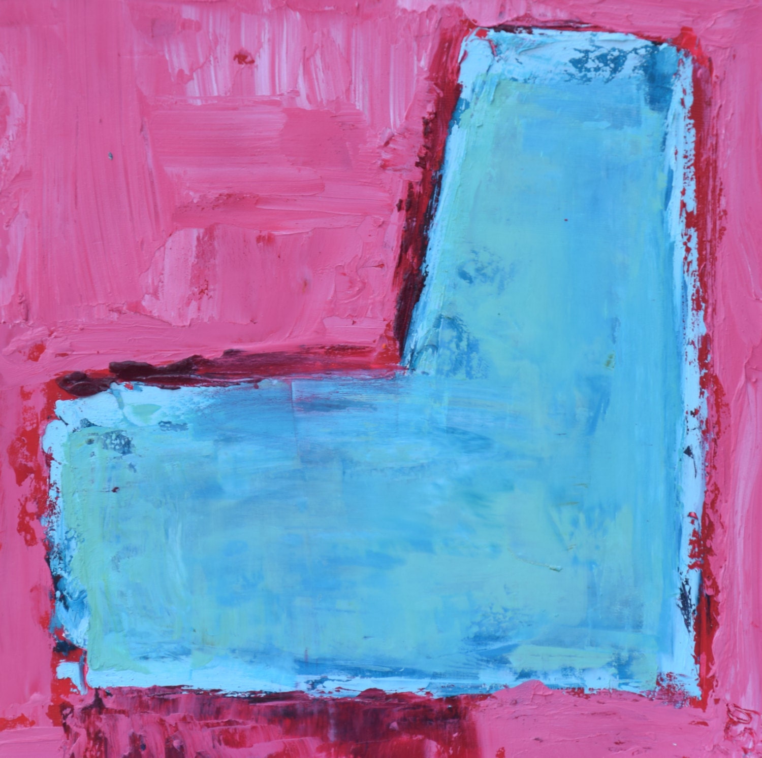 8x8 Abstract Oil Painting on board with 2 wood frame by SarahGArt