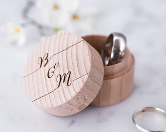 Personalised Calligraphy Ring Box - Wooden Ring Box - Wedding Ring Holder - Ring Pillow - Ring Bearer Box - Proposal Ring Box - Wedding Gift