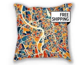 Toulouse Map Pillow - France Map Pillow 18x18