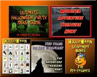 5 Halloween Downloads - Halloween Bingo, Treasure Hunt Puzzles, Party Game Sheets and more - for a great Halloween Party!