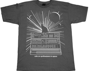 Cats On Synthesizers In Space - Grey T-Shirt