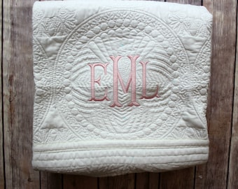 Monogrammed Baby Quilt, Personalized Baby Blanket, Personalized Baby Quilt, Monogrammed Baby Blanket, New Baby, Baby Girl Quilt, Blanket