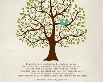 Mother of Groom Gift From Bride I Knew The Day I met Him Wedding Poem Thank You Art Print Choose Paper, Canvas custom colors, poster 8 x 10