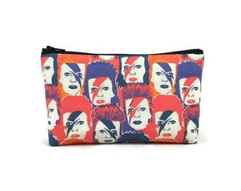 David Bowie Makeup Bag, Ziggy Stardust Zipper Pouch, Zippered Pouch, Glam Rock Bag, Tampon Case, Purse Organizer, Glam Bag