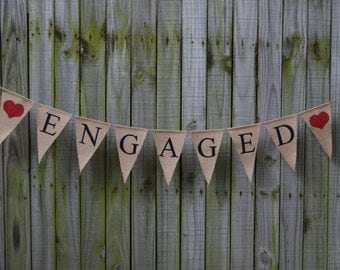 Burlap Banner ENGAGED Banner Engagement Party Bunting Garlands Bridal Shower Burlap Banner