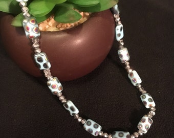 Powder Blue Space Tux - Handmade Beaded Necklace