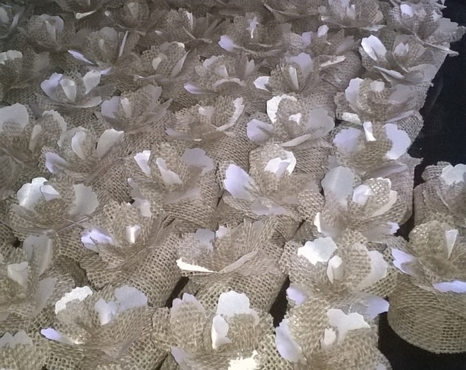 80 Burlap Wedding Napkin Rings, Burlap Flower , Table Decor,Made to Order, Wedding Decoration